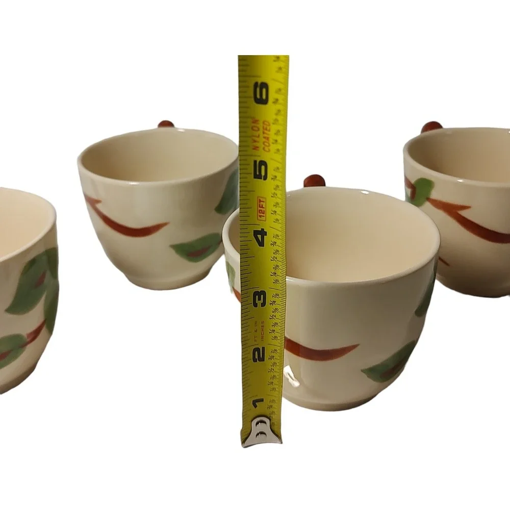 Vintage Franciscan Apple‎ Pattern Coffee Mug Teacups Ceramic 2.75 in Set of Four